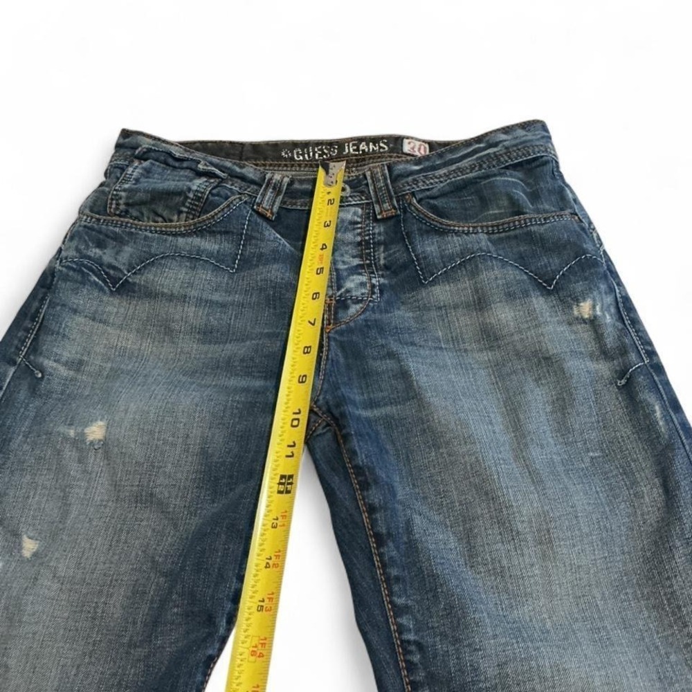 Guess Denim Shorts Mens 30 Blue Distressed Button Fly Jorts M71H2991 - Picture 3 of 8